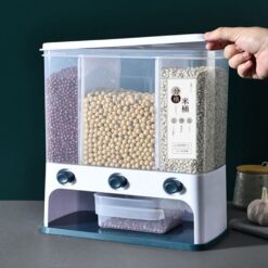 Alternative view of 3 Grid Sealed Rice / Beans Storage Box - White