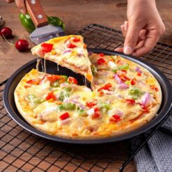 3-Piece Set Non-stick Pizza Pan, Round Premium Bakeware, Black - 7218 Alhamra ALHAMRA