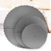 3Pcs 6/8/12inch Stylish Hard Paper Mats & Pads Decor for Birthday and Wedding Party Cakes - Silver Alhamra ALHAMRA