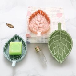 Double Layer Portable Leaf Shape Multi-functional Soap Tray