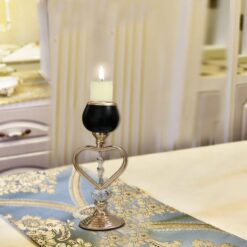 Gold Metal Candle Holder Set Chandelier Stand With Crystal chains Matte Black & Gold 2457 Alhamra ALHAMRA