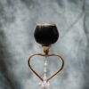 Gold Metal Candle Holder Set Chandelier Stand With Crystal chains Matte Black & Gold 2457 Alhamra ALHAMRA