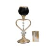 Gold Metal Candle Holder Set Chandelier Stand With Crystal chains Matte Black & Gold 2457 Alhamra ALHAMRA