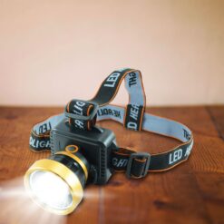 LED Multi-functional Rechargeable Lithium Headlight ZJ-1598-6 80W in 3 Light Modes Brightness + Flash Lasting Power Lithium Core-9912 Alhamra ALHAMRA