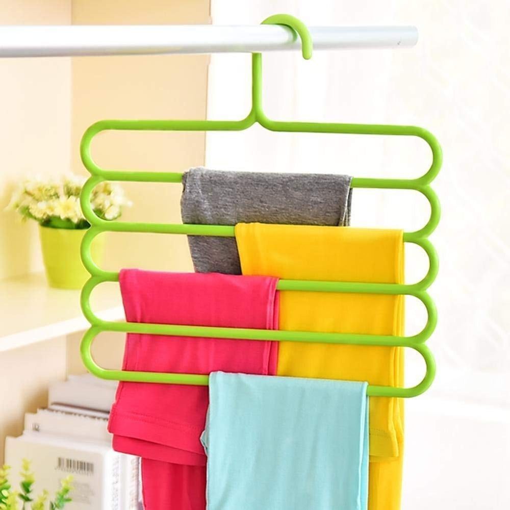 Pack of 2 - Multicolor 5 Layers Antislip Pent Clothes Hangers - Image 3