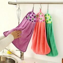 Pack of 3 - Coral Fleece Kitchen / Bathroom Hanging Towel - 15 x 8 inches - Multicolor - 2488 Alhamra ALHAMRA