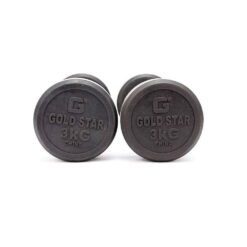 Pair of 3 Kg rubber coated dumbbells - Black & Silver-Mixed-Alhamra-8084-P3-ALHAMRA