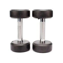 Pair of 5 Kg rubber coated dumbbells - Black & Silver-Mixed-Alhamra-8084-P5-ALHAMRA