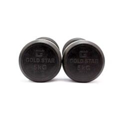 Pair of 5 Kg rubber coated dumbbells - Black & Silver-Mixed-Alhamra-8084-P5-ALHAMRA