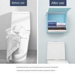 Alternative view of Shower Clothes Storage Cabinet Foldable Shelf Mural Punch-Free Organizer Bathroom Decor
