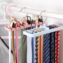 Rotating Tie & Belt Scarf Storage Hanger - Multicolor