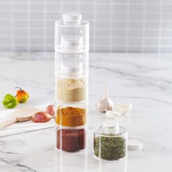 Alternative view of Pack of 12 Spice Tower Carousel Containers for Kitchen Spices - 12 Bottle Stackable Spice Rack Carousel, Spice Tower, Space Saving Kitchen Spice Jars, Herbs, Condiments, Spices Seasoning Box Jars with Lids