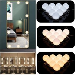 Alternative view of USB-Powered 10-Bulbs Vanity Mirror Lights – 3 Color Modes (Cold, Natural, Warm White) for Makeup and Dressing Tables