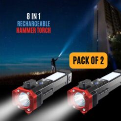 Pack of 2 - Tactical LED Flashlight Rechargeable, Emergency Tool with Side Light & USB Charging