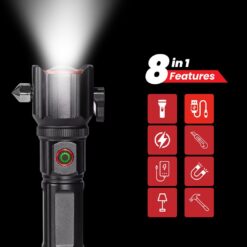 Alternative view of Multi-Function Car Flashlight – Emergency Tool with Window Breaker, Seat Belt Cutter & Power Bank