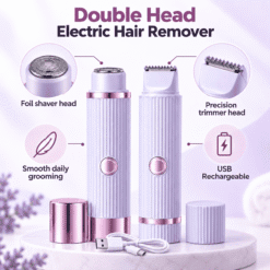 Alternative view of 2-in-1 Rechargeable Electric Hair Remover & Trimmer for Men & Women – Dual Head Facial & Body Grooming Shaver
