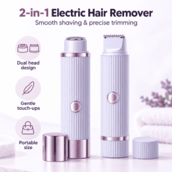 2-in-1 Rechargeable Electric Hair Remover & Trimmer for Men & Women – Dual Head Facial & Body Grooming Shaver