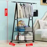 2 Tier Triangular Clothing Stand with Shelves