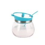 3 PCS Glass Suger & Spice Container Jar Kitchen Combination Spoon and Lid Design Multi-color 7191