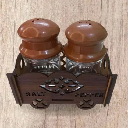 3 Pcs Salt & Pepper Shaker in Wodden Cart
