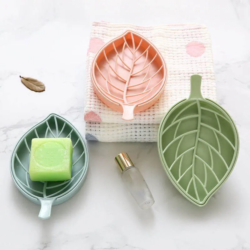 Double Layer Portable Leaf Shape Multi-functional Soap Tray