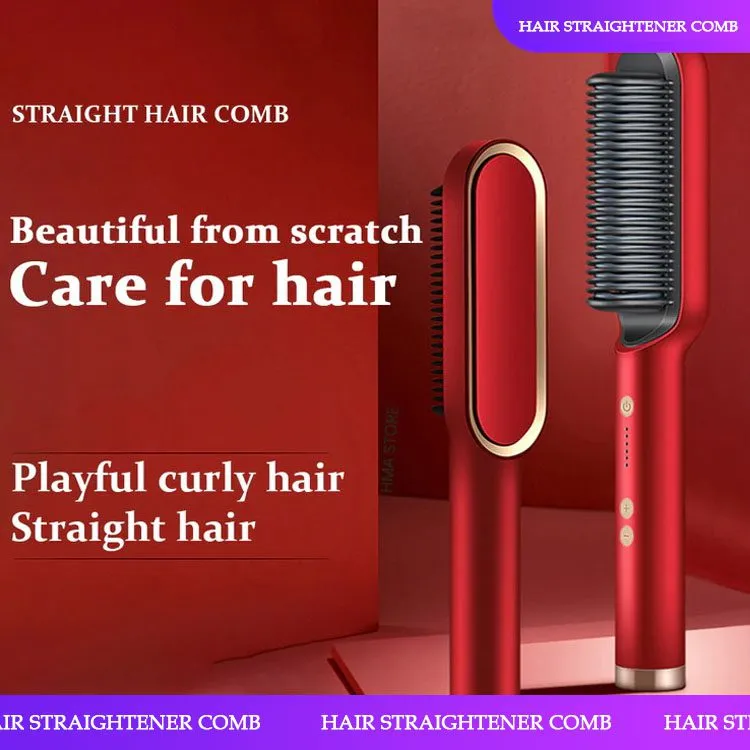 Electric Hair Straightener Ceramic Hair Curler Styling Brush - New Technology