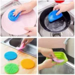 Heat Resistant Silicon Sponge Dishwasher Scrubber Pad - Multicolor