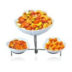 High Grade Porcelain Food Serving Bowl Set with Iron Stand