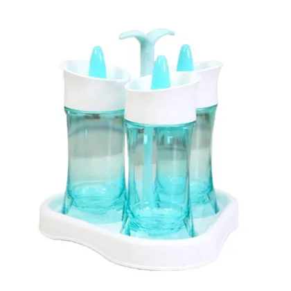 Multi-Purpose Rotary 3 Bottles of Cruet Sets Salt Pepper Shakers Kitchen for Seasoning Pot Multi-color 7188