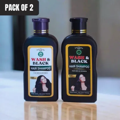 Pack of 2 - Wash & Black Hair Color Shampoo - Natural and Easy Solution Black Hair