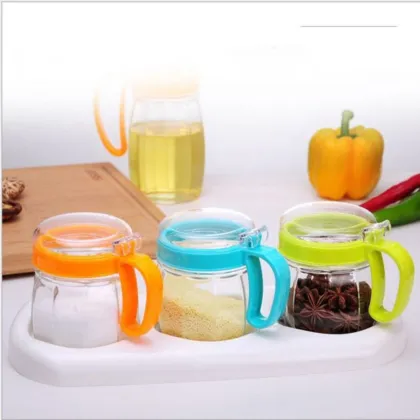 Pack of 3 - Glass Spice Containers / Spices Jars - Multicolors 7209