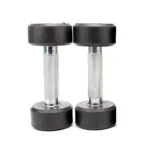 Pair of 2 Kg rubber coated dumbbells - Black & Silver