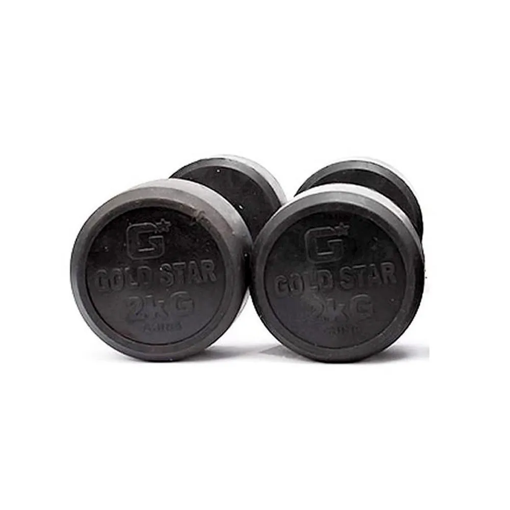 Pair of 2 Kg rubber coated dumbbells - Black & Silver