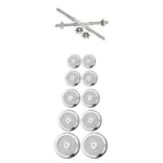 Set of 12 - 1 ft Dumbbells Rod and 30 KG Chrome Plates Complete Home Gym Set - 8511