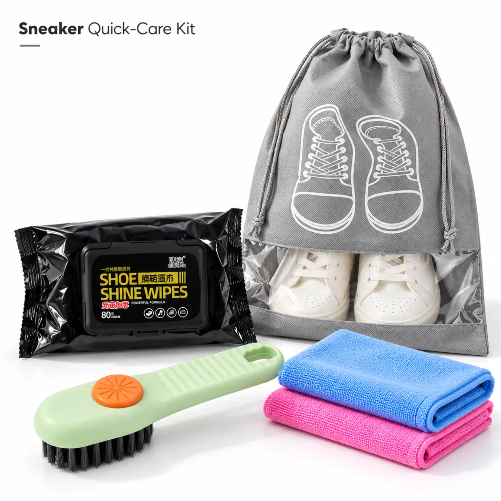 Sneaker Cleaning Kit with 80 Shoe Wipes, Soft Brush, 2 Cleaning Cloths & Storage Bag – Product Details